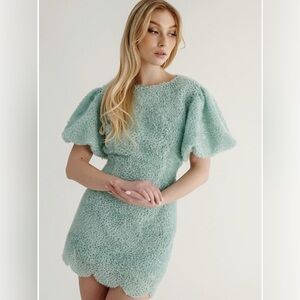 Nana’s Dream Dress, Iceberg Blue, Puff sleeves, mini, retro, eyelash tulle, girl